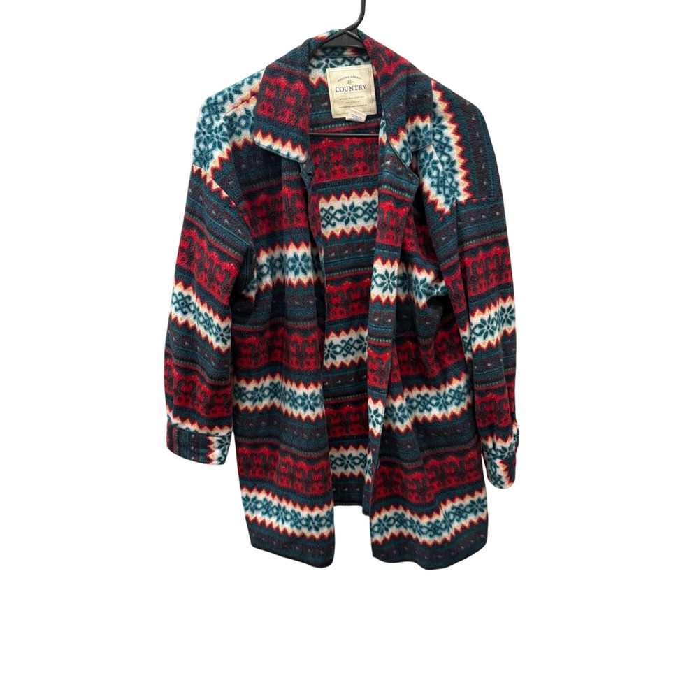 Vintage Victorias Secret Country Fleece Shacket Southwestern Red Teal‎ M